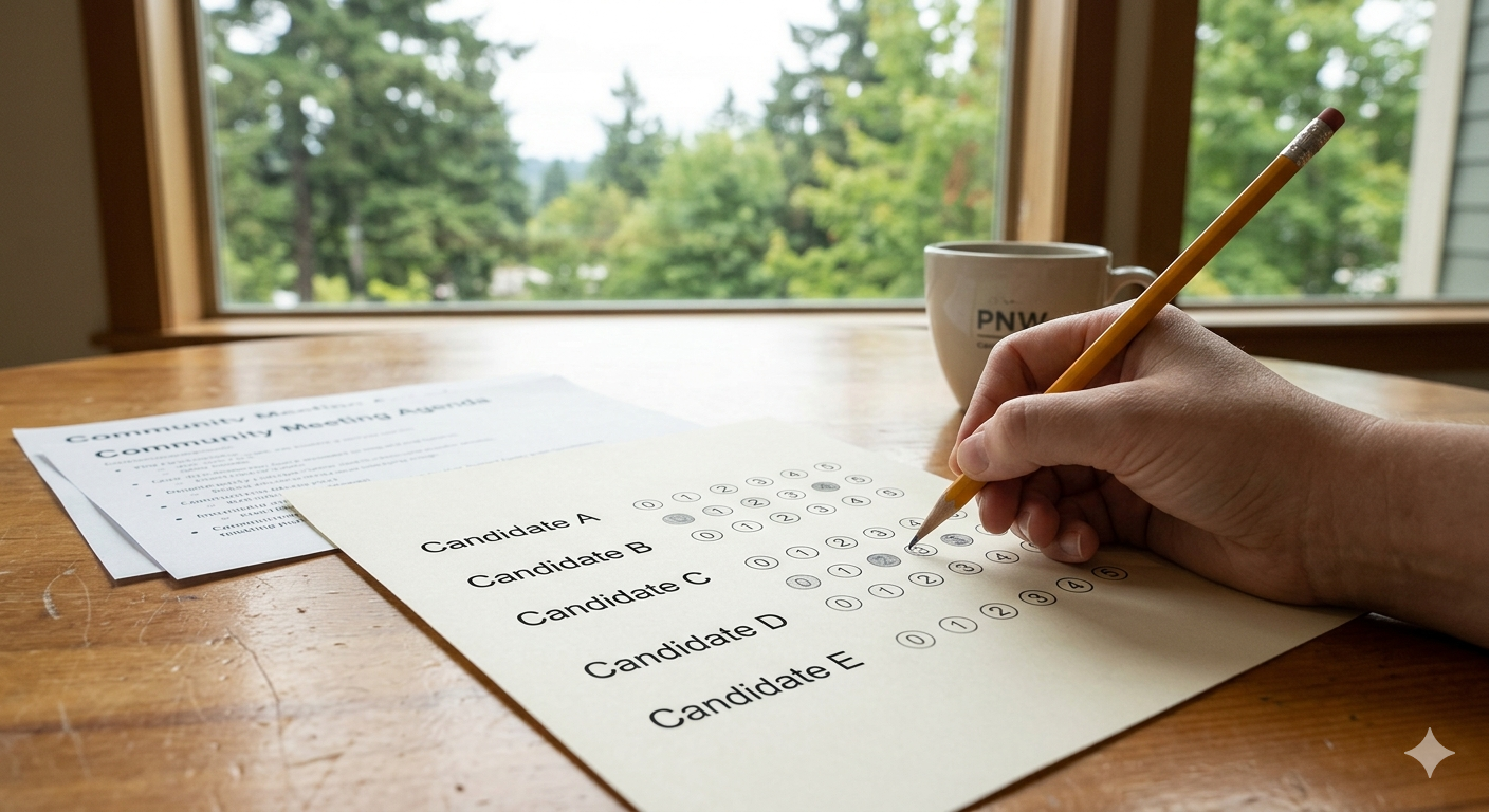 Score voting ballot — Arroyo Commons community election